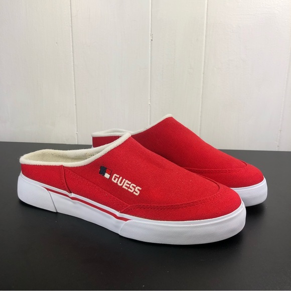 Vintage Guess Sport Red Canvas Slip On Shoes Sz 8.5 - Picture 3 of 11